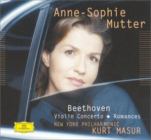 Beethoven, concerto pour violon, romances. Anne Sophie Mutter, violon. Orchestre philharmonique de New-York. Direction Kurt Masur