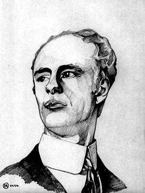 Dessin de Philippe Alexandre Pham pour ResMusica.com, d'après une photographie de Wilhelm Furtwängler dans les années 1910. (© Philippe Alexandre Pham)