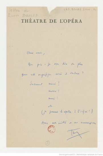 Boulez lettre orch opéra Gallica