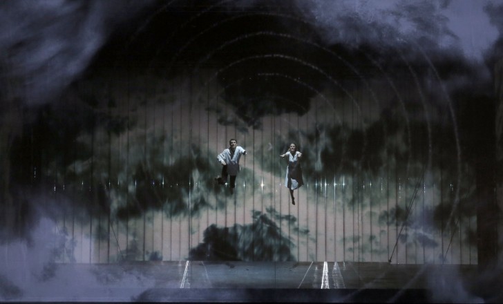 LA FLUTE ENCHANTEE, DIE ZAUBERFLOTE, Amadeus Mozart, Livret d'Emmanuel Schikaneder, direction musicale Raphael Pichon, mise en scene Simon McBurney, decors Michael Levine, costumes Nicky Gillibrand, lumiere Jean Kalman, Video Finn Ross, Son Gareth Fry, Drei Knaben Knabenchor der Chorakademie Dortmund, Chœur English Voices, Orchestre Freiburger Barockorchester, Festival d'Aix en Provence, du 6 au 24 juillet 2018 au Grand Theatre de Provence Avec : Stanislas de Barbeyrac (Tamino), Mari Eriksmoen (Pamina), Olga Pudova (Die Konigin der Nacht), Thomas Oliemans (Papageno), Regula Mühlemann (Papagena), Christof Fischesser (Sarastro), Andreas Conrad (Monostatos), les Dames Ana-Maria Labin, Silvia de La Muela, Claudia Huckle (photo by Pascal Victor/ArtComArt)