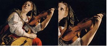 Orazio Gentileschi : jeune femme jouant du violon, Santa Cecilia (1612)